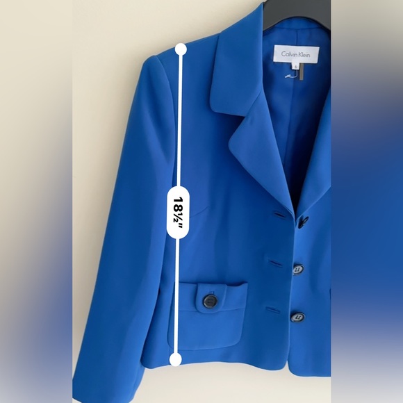 NWT Calvin Klein Blue Cropped Blazer with Notched Lapel - Picture 7 of 12